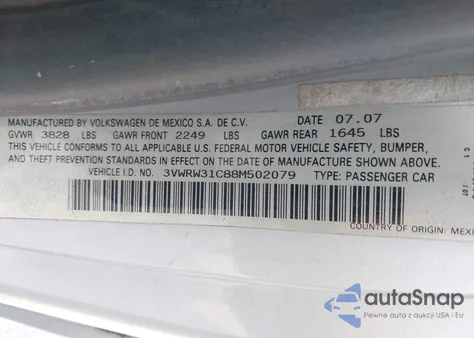 2008 Volkswagen New Beetle S/Se from USA, damaged, VIN 3VWRW31C88M502079